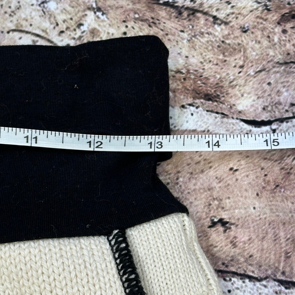 Green 3 Womens Sweater Patchwork Mini Skirt Small Black Waist Cream A Line - Picture 10 of 12